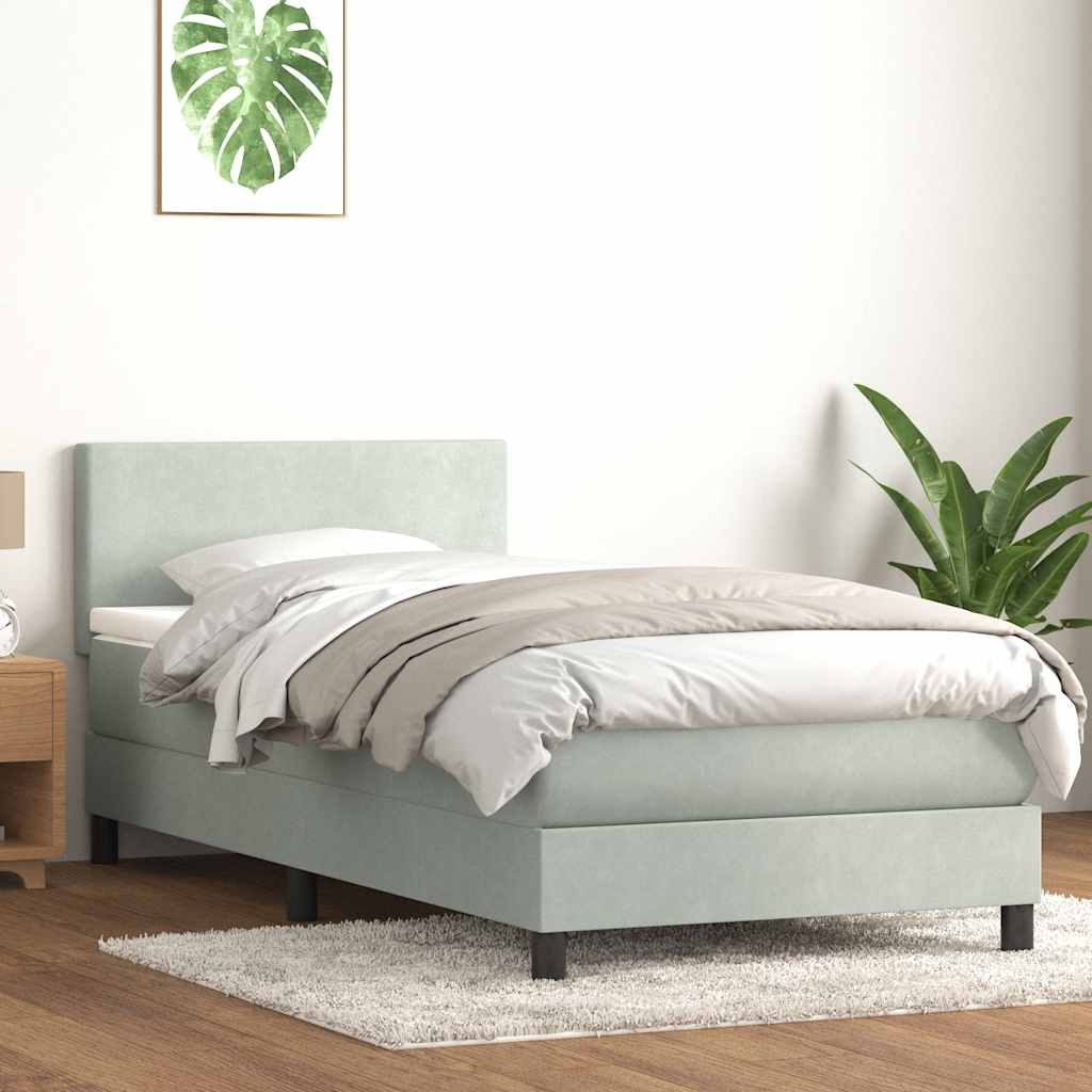 Boxspringbett mit LED Hellgrau 90x220 cm