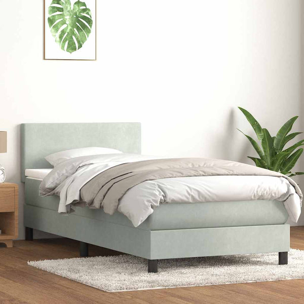 Boxspringbett mit LED Hellgrau 90x220 cm