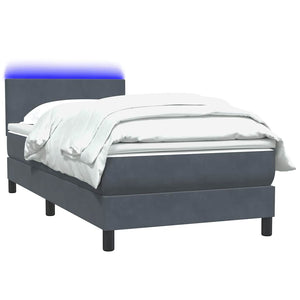 Boxspringbett mit LED Dunkelgrau 90x220 cm Samt