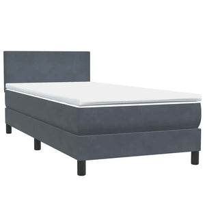 Boxspringbett mit LED Dunkelgrau 90x220 cm Samt