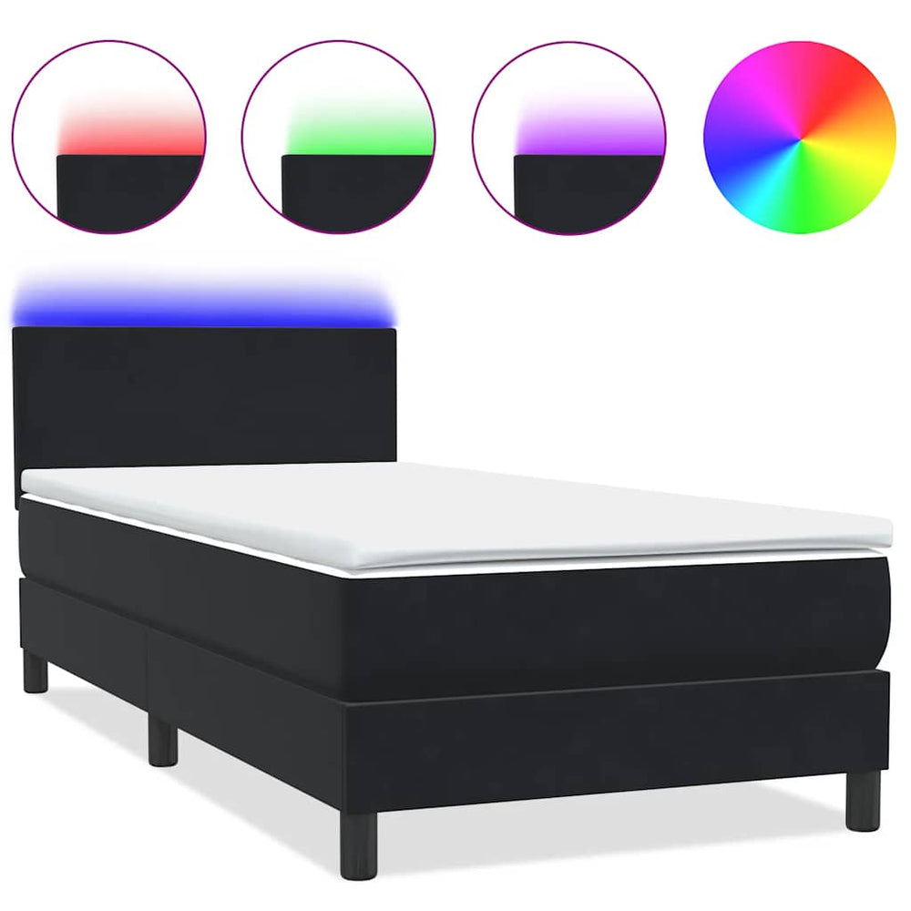 Boxspringbett Schwarz 90x220 cm mit LED