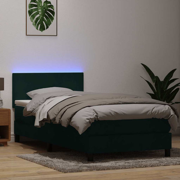 Boxspringbett mit LED Dunkelgrün 90x220 cm