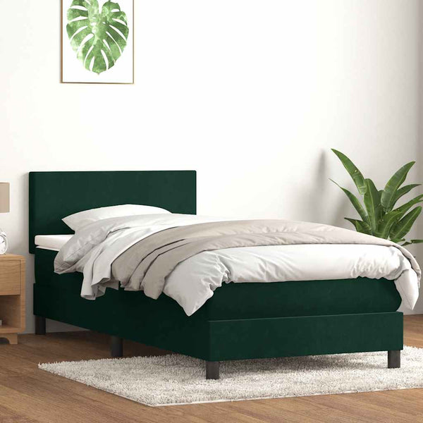 Boxspringbett mit LED Dunkelgrün 90x220 cm