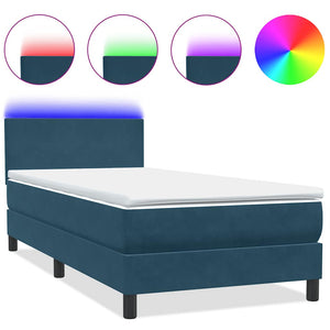 Boxspringbett mit LED Dunkelblau 90x220 cm