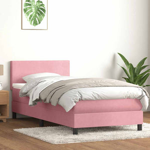Boxspringbett Rosa Samt LED 90x220 cm