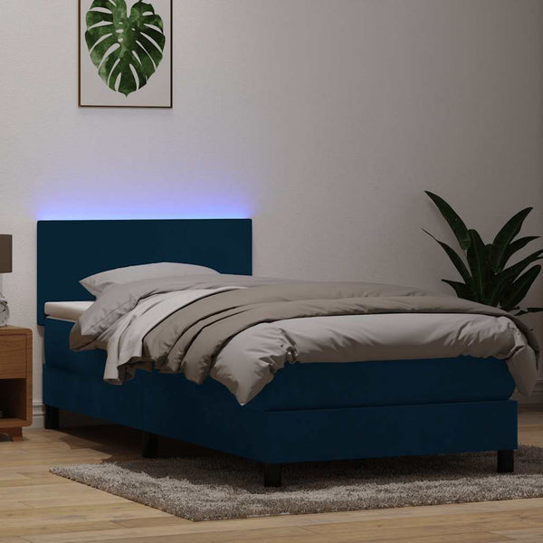 Boxspringbett mit LED Dunkelblau 100x220 cm
