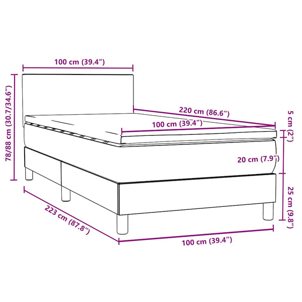 Boxspringbett Rosa 100x220 cm mit LED