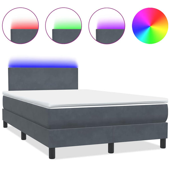 Boxspringbett mit LED Dunkelgrau 120x220 cm
