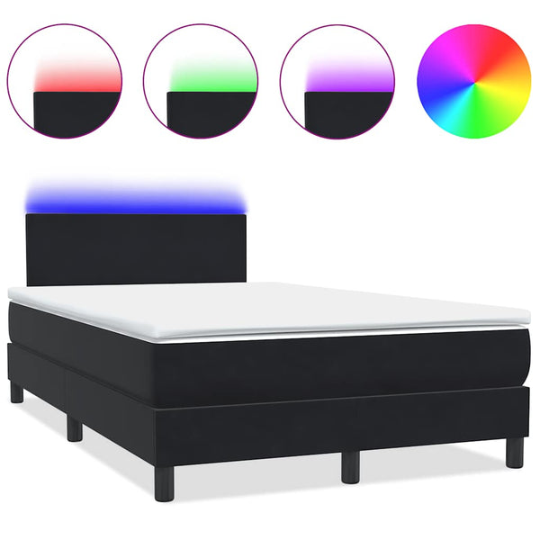 Boxspringbett mit LED Schwarz 120x220 cm Samt