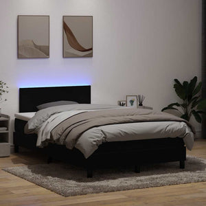 Boxspringbett mit LED Schwarz 120x220 cm Samt