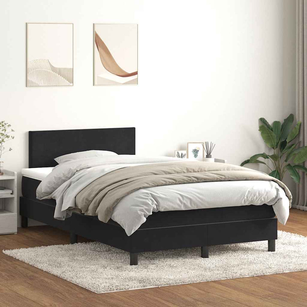 Boxspringbett mit LED Schwarz 120x220 cm Samt