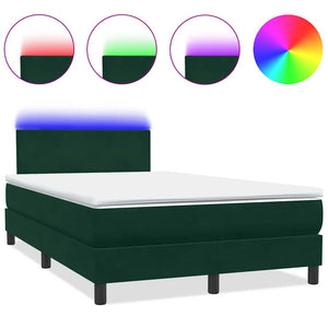 Boxspringbett mit LED Dunkelgrün 120x220 cm