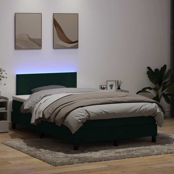 Boxspringbett mit LED Dunkelgrün 120x220 cm