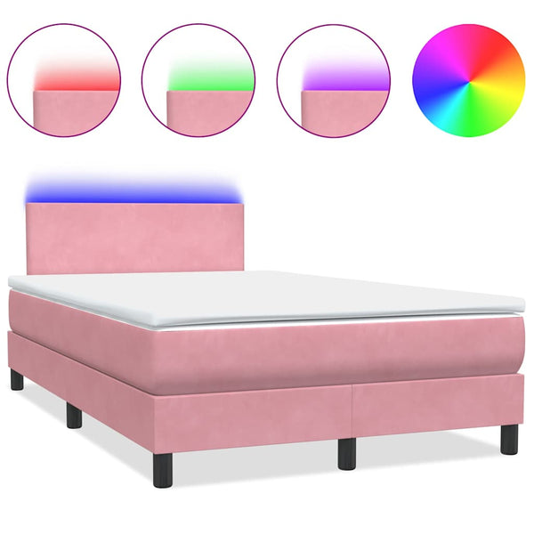 Boxspringbett mit Matratze & LED Rosa 120x220 cm