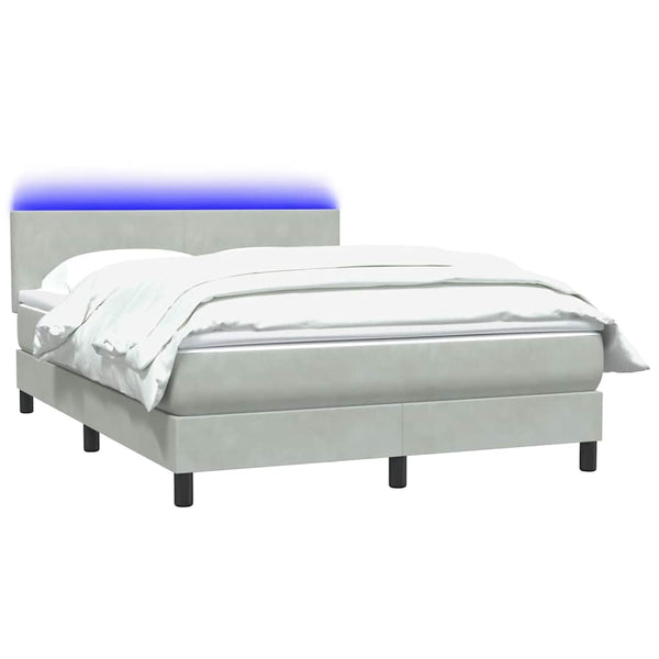 Boxspringbett mit Matratze & LED Hellgrau 140x220 cm