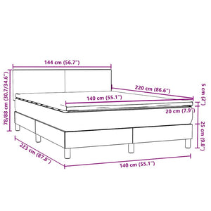 Boxspringbett mit Matratze & LED Hellgrau 140x220 cm