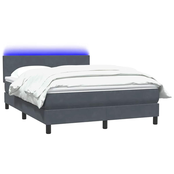 Boxspringbett mit Matratze & LED 140x220 cm Dunkelgrau Samt