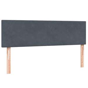 Boxspringbett mit Matratze & LED 140x220 cm Dunkelgrau Samt