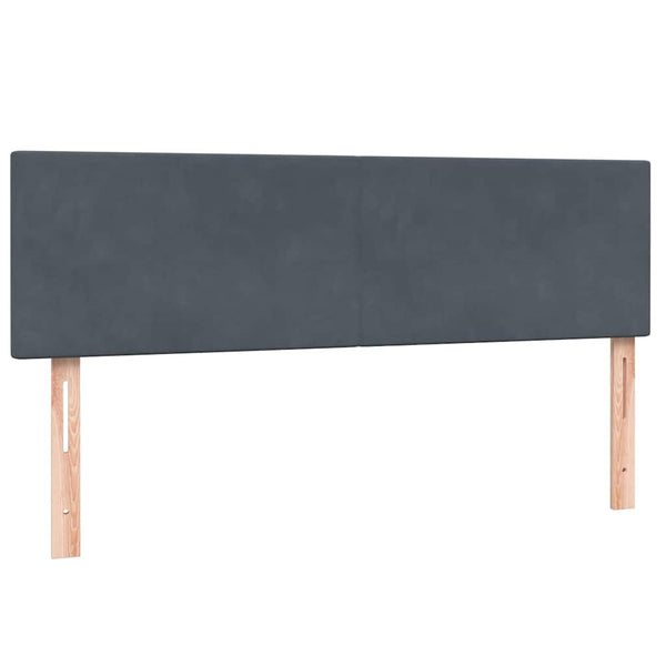 Boxspringbett mit Matratze & LED 140x220 cm Dunkelgrau Samt