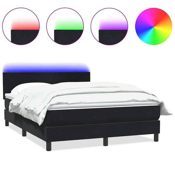 Boxspringbett mit LED Schwarz 140x220 cm Samt