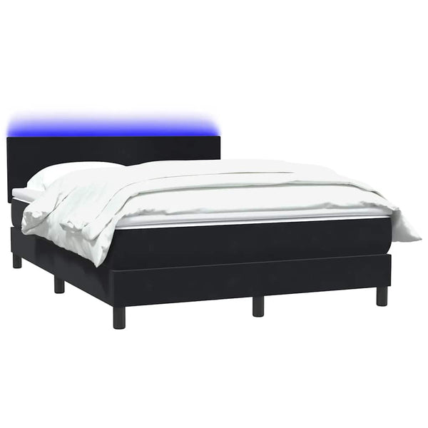 Boxspringbett mit LED Schwarz 140x220 cm Samt