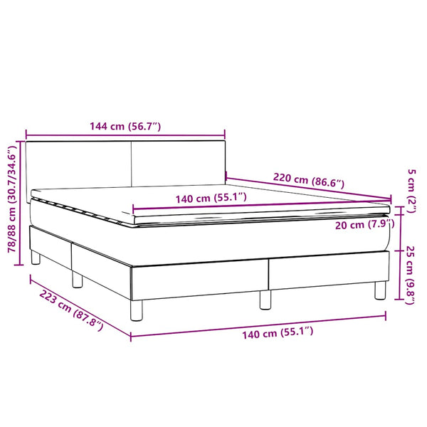 Boxspringbett Rosa Samt LED 140x220 cm