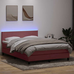 Boxspringbett Rosa Samt LED 140x220 cm