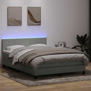 Boxspringbett mit LED Hellgrau 160x220 cm