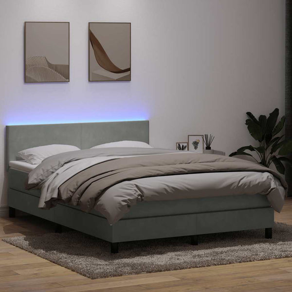 Boxspringbett mit LED Hellgrau 160x220 cm