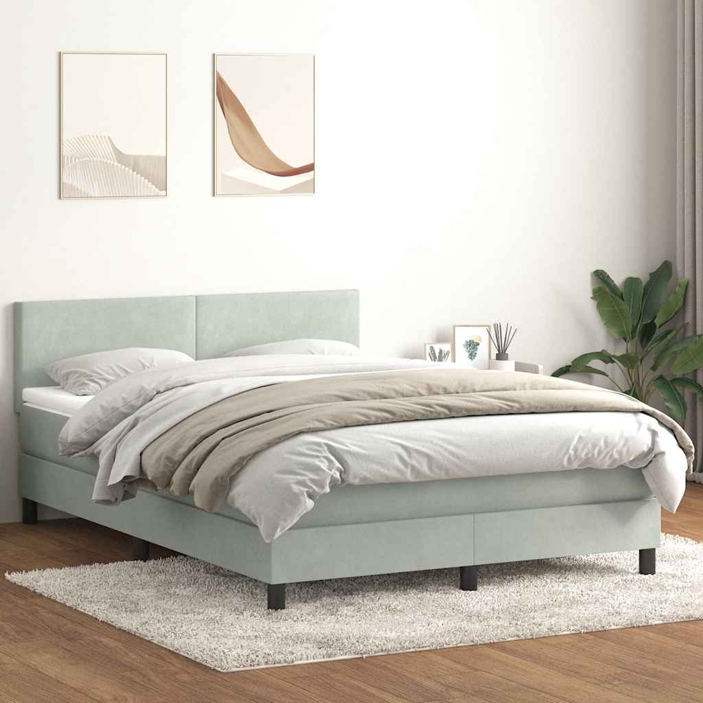 Boxspringbett mit LED Hellgrau 160x220 cm