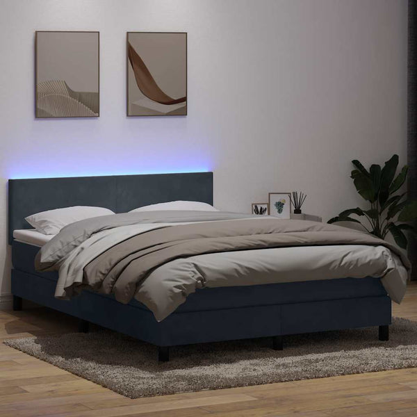 Boxspringbett mit LED Dunkelgrau 160x220 cm