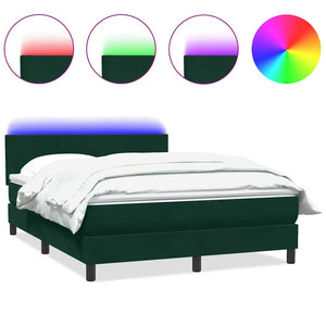 Boxspringbett mit LED Dunkelgrün 160x220 cm