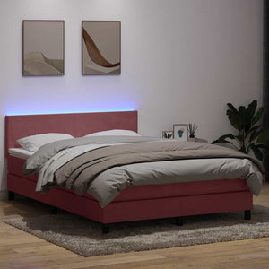 Boxspringbett Rosa Samt LED 160x220 cm
