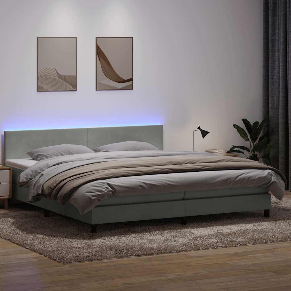 Boxspringbett Hellgrau 180x220 cm mit LED