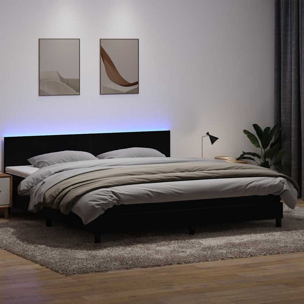 Boxspringbett mit LED Schwarz 180x220 cm Samt