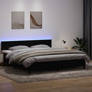 Boxspringbett mit LED Schwarz 180x220 cm Samt
