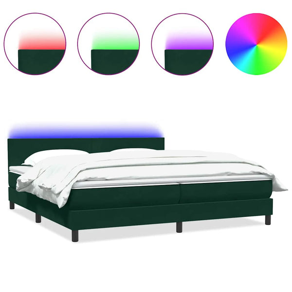Boxspringbett mit LED Dunkelgrün 180x220 cm