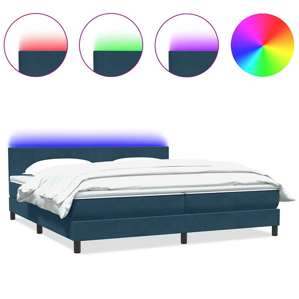 Boxspringbett mit LED Dunkelblau 180x220 cm