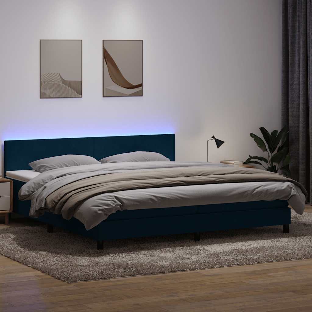 Boxspringbett mit LED Dunkelblau 180x220 cm