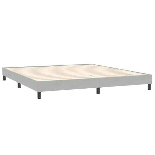 vidaXL Box Spring Bed with Mattress & LED Light Grey 200x220 cm Velvet