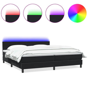 Boxspringbett mit LED Schwarz 200x220 cm Samt