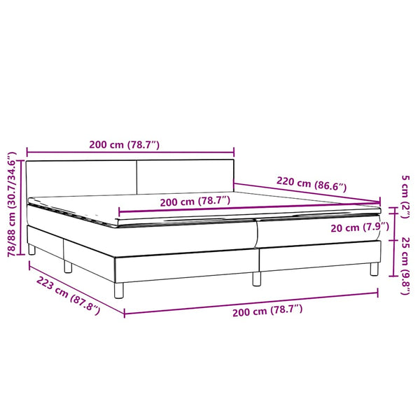 Boxspringbett mit LED Schwarz 200x220 cm Samt