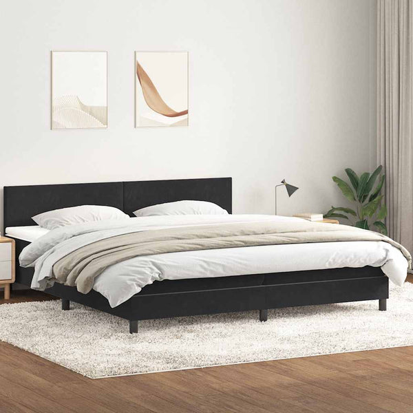 Boxspringbett mit LED Schwarz 200x220 cm Samt