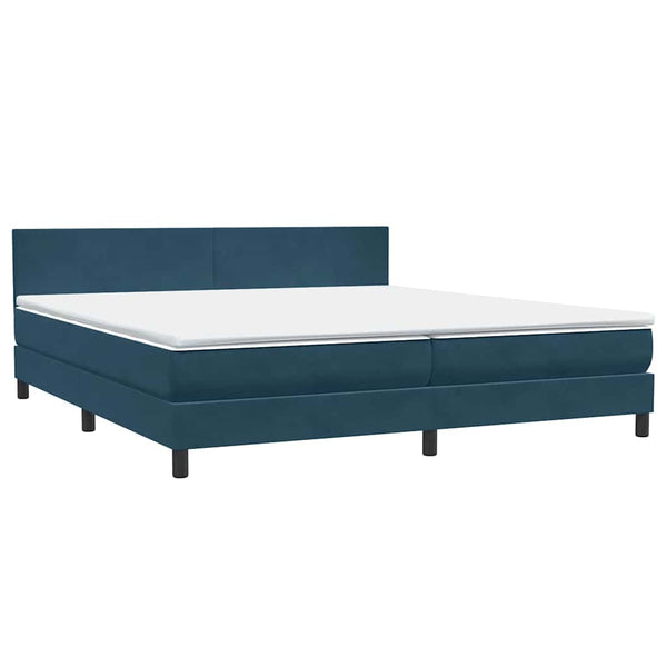 Boxspringbett mit LED 200x220 cm Dunkelblau Samt