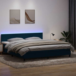 Boxspringbett mit LED 200x220 cm Dunkelblau Samt