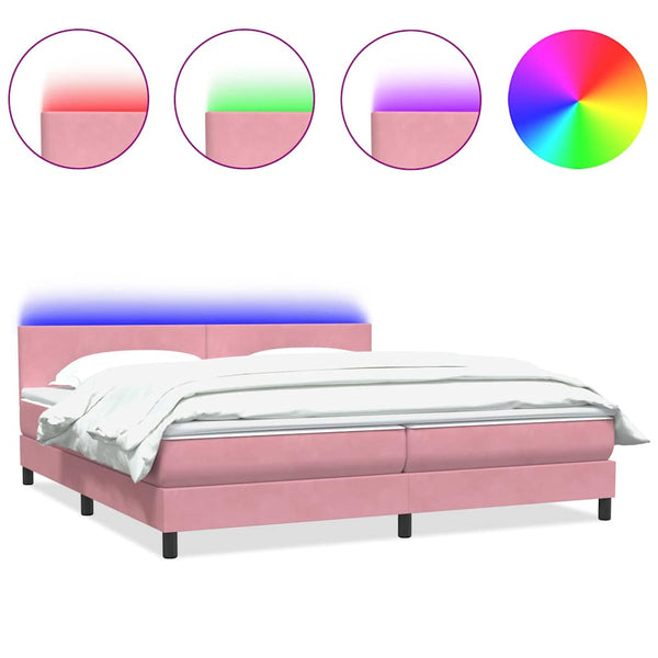 Boxspringbett Rosa Samt LED 200x220 cm
