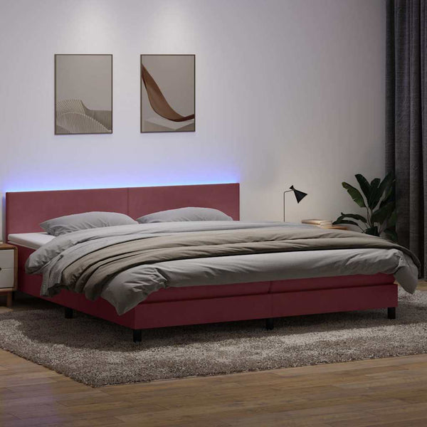 Boxspringbett Rosa Samt LED 200x220 cm
