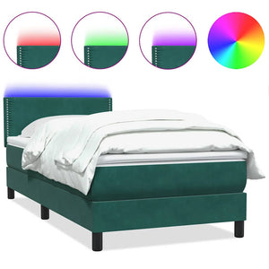 Boxspringbett Dunkelgrün 100x210 cm mit LED