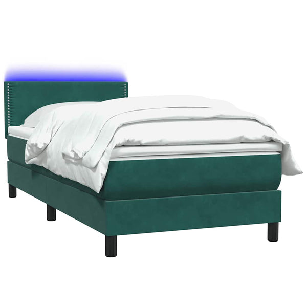 Boxspringbett Dunkelgrün 100x210 cm mit LED