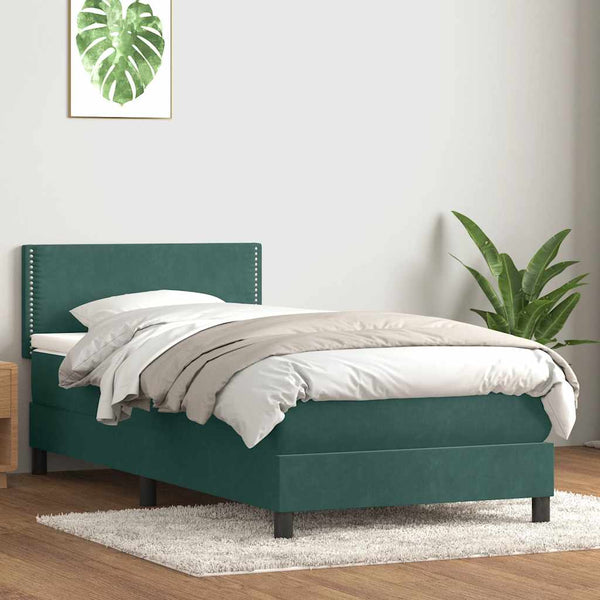 Boxspringbett Dunkelgrün 100x210 cm mit LED